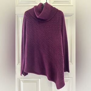 SIMPLY VERA VERA WANG Asymmetrical Turtleneck Eggplant Plum Tunic Sweater